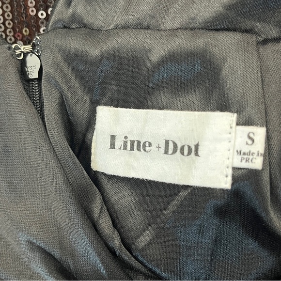 Anthropologie Line & Dot Sequin Jumpsuit Wide Leg Brown Sparkly Party Cocktail - Picture 6 of 16